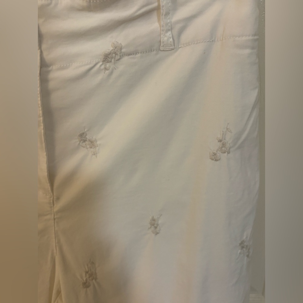 NWT Nicole Miller Hi-Rise Straight Leg Pants Floral classic summer white garden - Picture 4 of 9